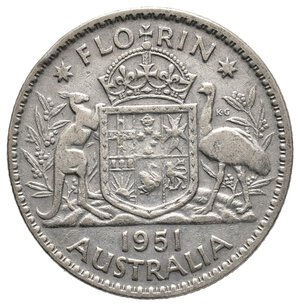 obverse: AUSTRALIA - George VI -  Florin argento 1951