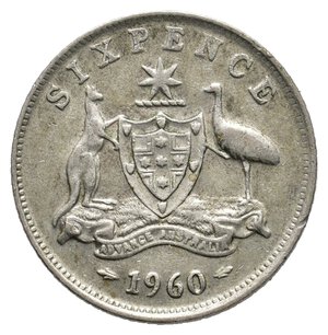 obverse: AUSTRALIA - Elisabetta II - 6 Pence argento 1960