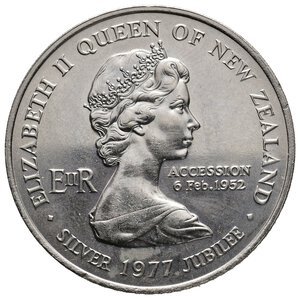reverse: NEW ZEALAND - Elisabetta II  - 1 Dollar 1977
