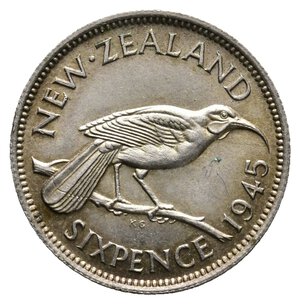 obverse: NEW ZEALAND - George VI  - Six Pence argento 1945