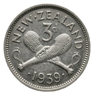 obverse: NEW ZEALAND - George VI  - 3 Pence argento 1939