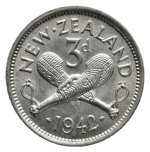 obverse: NEW ZEALAND - George VI  - 3 Pence argento 1942