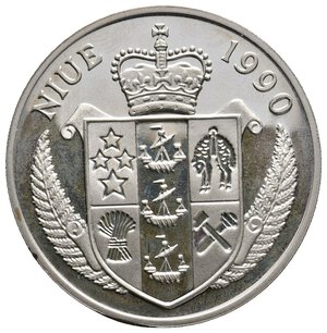 reverse: NIUE - 50 Dollars argento ITALIA 90