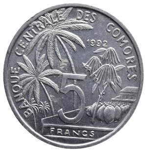 obverse: COMORE - 5 Francs 1992