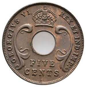 reverse: EAST AFRICA - George VI - 5 Cents 1941