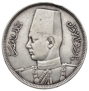 obverse: EGITTO - Farouk - 10 Piastres argento 1937