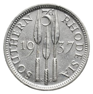 obverse: RODESIA - George VI - 3 Pence argento 1937 