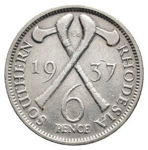 obverse: RODESIA - George VI - 6 Pence argento 1937 