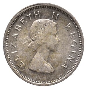 reverse: SUD AFRICA  -  6 pence argento 1960