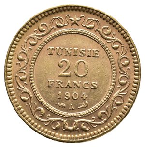 obverse: TUNISIA - 20 Francs oro 1904