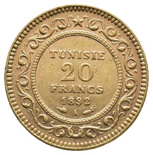 obverse: TUNISIA - 20 Francs oro 1892