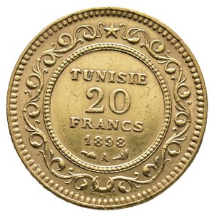 obverse: TUNISIA - 20 Francs oro 1898