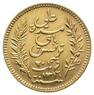 reverse: TUNISIA - 20 Francs oro 1898
