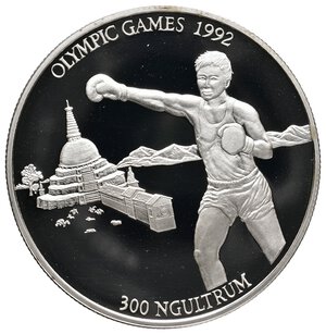 obverse: BHUTAN - 300 Ngultrum argento 1992 olimpiadi Proof