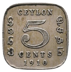 obverse: CEYLON - Edward VII - 5 Cents  1910