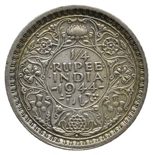 obverse: INDIA - Colonia Britannica - George VI - Quarto Rupia argento 1944
