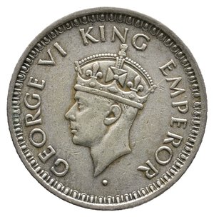 reverse: INDIA - Colonia Britannica - George VI - Quarto Rupia argento 1944
