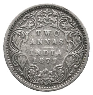 obverse: INDIA - Colonia Britannica - Victoria queen - 2 Annas  argento 1877
