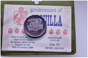 obverse: ANGUILLA - 1 Dollar argento 1969 in confezione originale