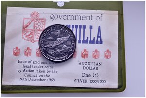 reverse: ANGUILLA - 1 Dollar argento 1969 in confezione originale