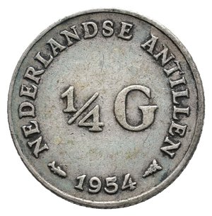obverse: ANTILLE OLANDESI - 1/4 Gulden argento 1954