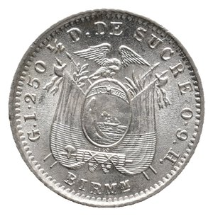 reverse: ECUADOR - 1/2 Decimo De Sucre argento 1915 FDC