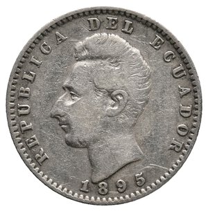 reverse: ECUADOR - 2 Decimos De Sucre argento 1895