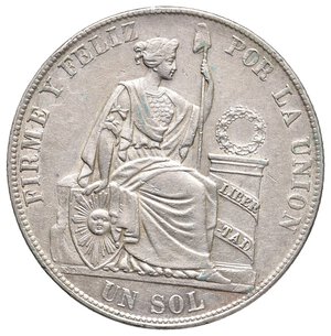 reverse: PERU - 1 Sol argento 1883 Alta Conservazione