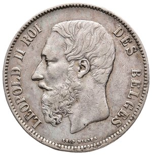 reverse: BELGIO - Leopold Premie II - 5 Francs argento 1873