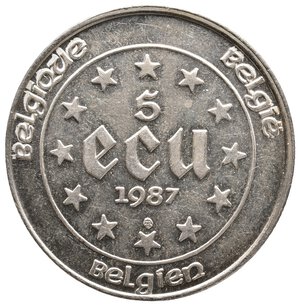 obverse: BELGIO - 5 Ecu argento 1987