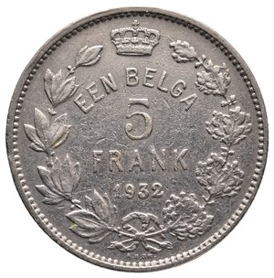 obverse: BELGIO - 5 Francs 1932