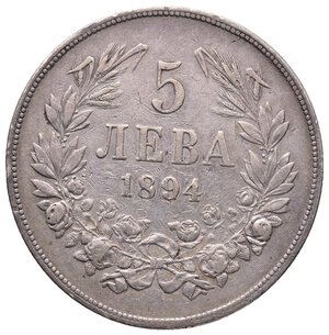 obverse: BULGARIA - 5 Leva argento 1894