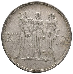 obverse: CECOSLOVACCHIA - 20 Korun  argento 1934