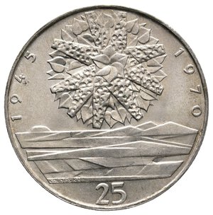 obverse: CECOSLOVACCHIA - 25 Korun  argento 1970