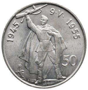 obverse: CECOSLOVACCHIA - 50 Korun  argento 1955