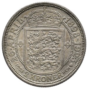 reverse: DANIMARCA - 2 Kroner argento 1923
