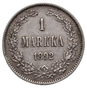 obverse: FINLANDIA -Dominio Russo -  1 Markkaa argento 1892