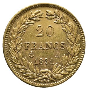 obverse: FRANCIA - Louis Philippe - 20 Francs oro 1831 A Bordo in Rilievo