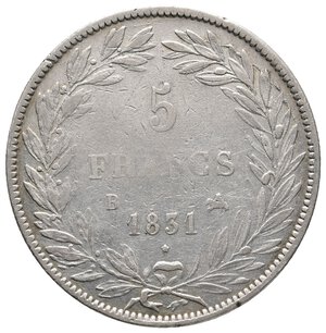 obverse: FRANCIA - Louis Philippe - 5 Francs argento 1831 B Bordo Incuso