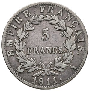 obverse: FRANCIA - Napoleon Empereur - 5 Francs argento 1811 A