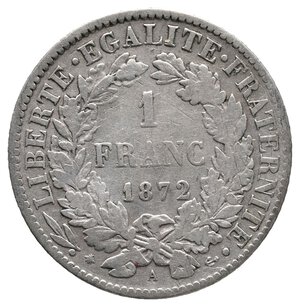 obverse: FRANCIA - 1 Franc argento 1872 A