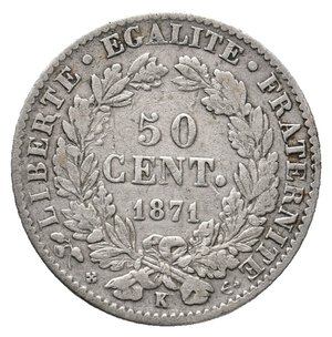 obverse: FRANCIA - 50 Centimes argento 1871 K