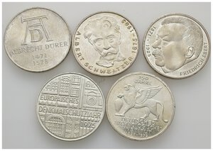 obverse: GERMANIA - Lotto 5 Pezzi 5 Marchi in argento