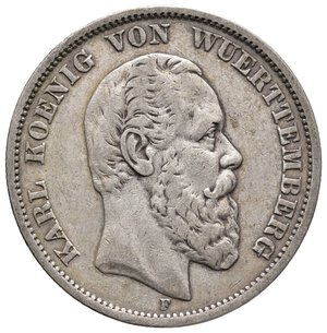 obverse: GERMANIA - Wuerttemberg - Karl - 5 Mark argento 1875
