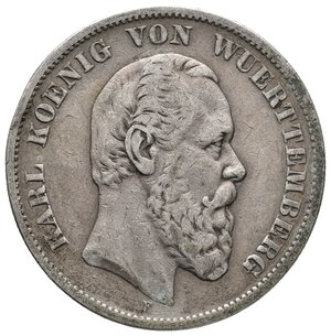 obverse: GERMANIA - Wuerttemberg - Karl - 5 Mark argento 1876
