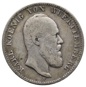 obverse: GERMANIA - Wuerttemberg - Karl - 2 Mark argento 1876