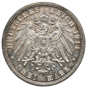 obverse: GERMANIA - Prussia - Wilhelm II - 3 Mark argento 1914 FDC QFDC