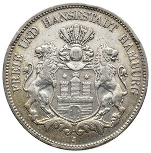 obverse: GERMANIA - Hamburg -  5 Mark argento 1908