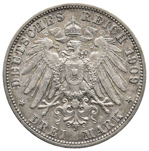 reverse: GERMANIA - Wuerttemberg - Wilhelm II - 3 Mark argento 1909