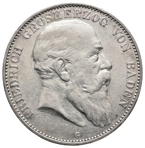 obverse: GERMANIA -BADEN - Friedrich - 5 Mark argento 1904